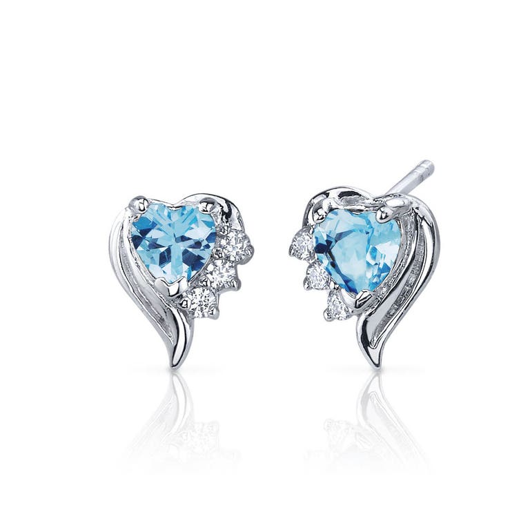 Ruby & Oscar Heart Shaped Swiss Blue Topaz & CZ Accent Stud Earrings in Sterling Silver - R147007S