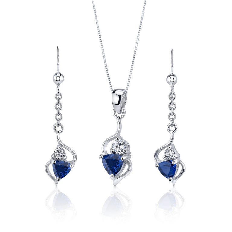 Ruby & Oscar Trillion Cut Sapphire Jewelry Set in Sterling Silver - R129201S