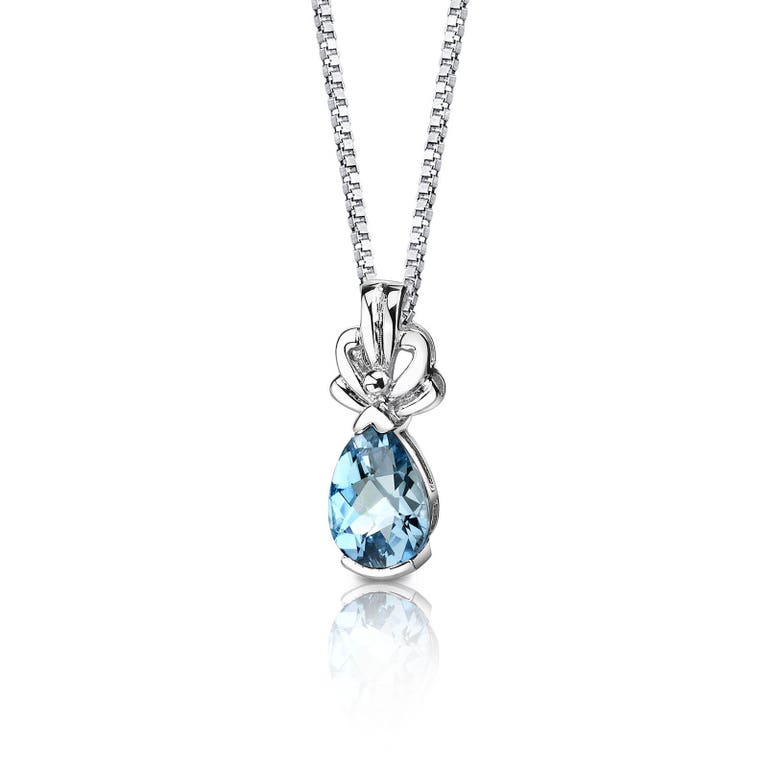 Ruby & Oscar Pear Cut Swiss Blue Topaz Teardrop Pendant Necklace in Sterling Silver - R125001S - Product Image #1