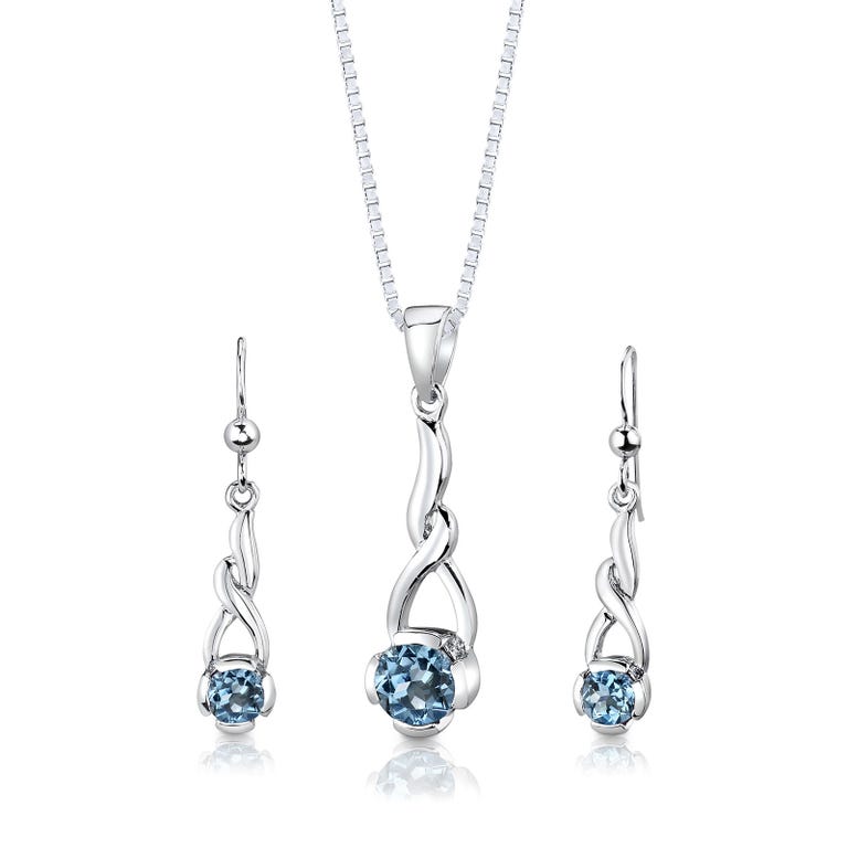 Ruby & Oscar Swiss Blue Topaz Jewellery Set in Sterling Silver - R137589S