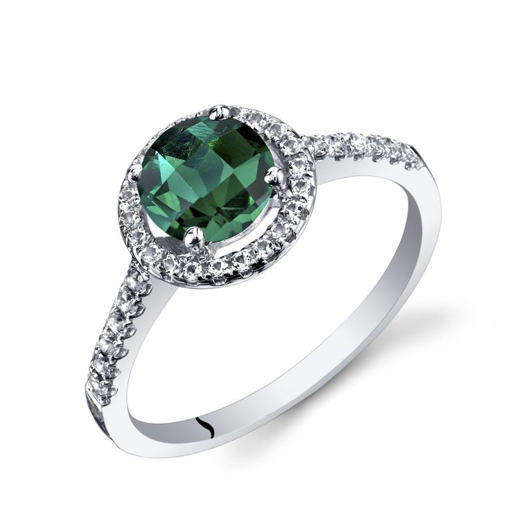 Ruby & Oscar Emerald & White Topaz Halo Ring in 9ct White Gold - R152675W