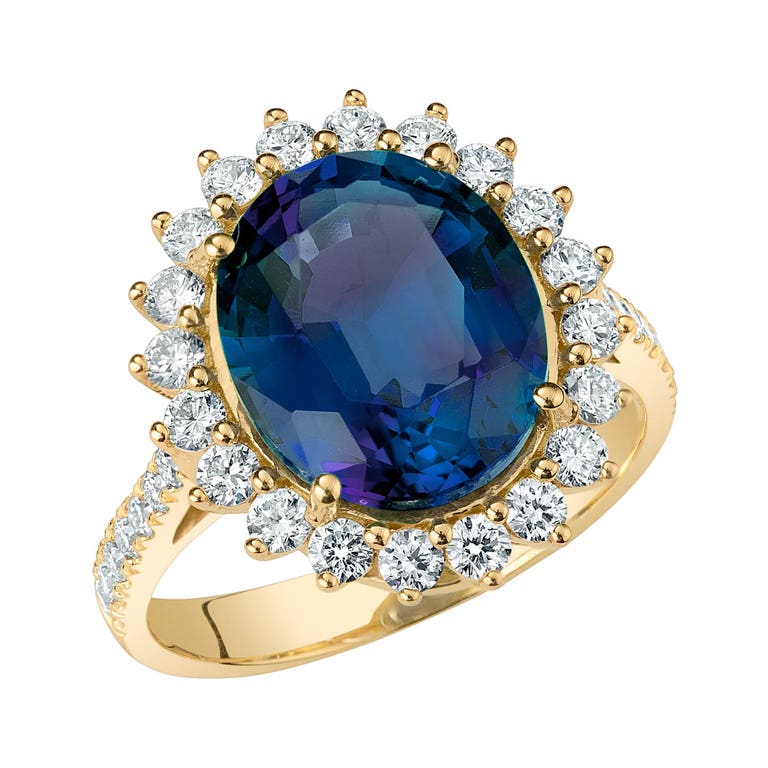 Ruby & Oscar Oval Cut Prestige Alexandrite & Diamond Ring in 9ct Gold - R184555Y
