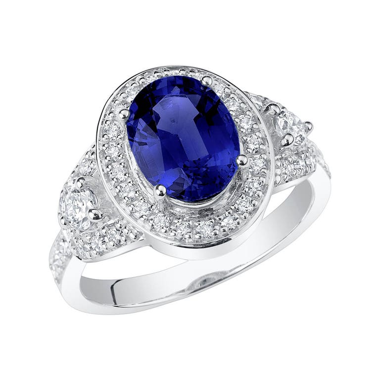 Ruby & Oscar Oval Cut Heirloom Sapphire & Diamond Ring in 9ct White Gold - R184765W