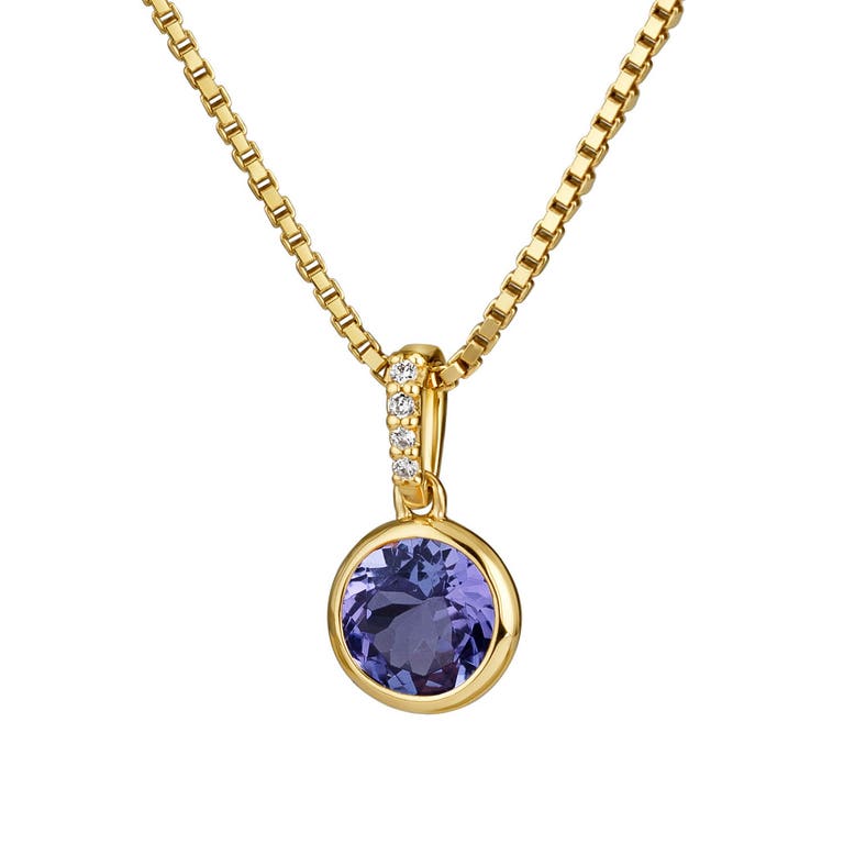 Ruby & Oscar Tanzanite & Diamond Contemporary Pendant Necklace in 9ct Gold - R186123Y