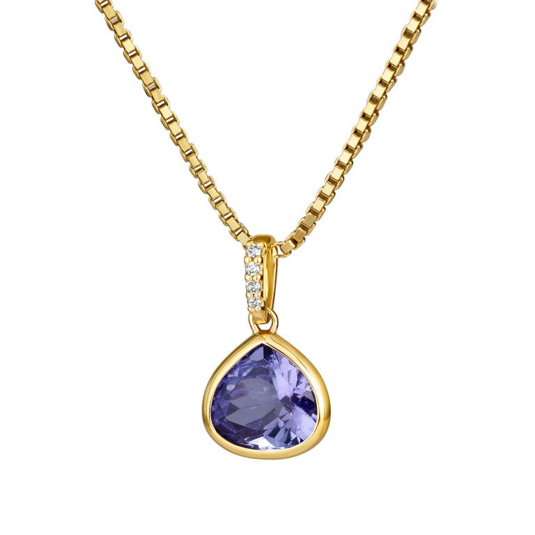 Ruby & Oscar Trillion Cut Tanzanite & Diamond Contemporary Pendant Necklace in 9ct Gold - R186129Y